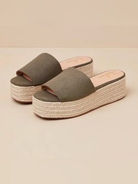 Lulus O'Ahu 2 Green Suede Espadrille Platforms green size 5